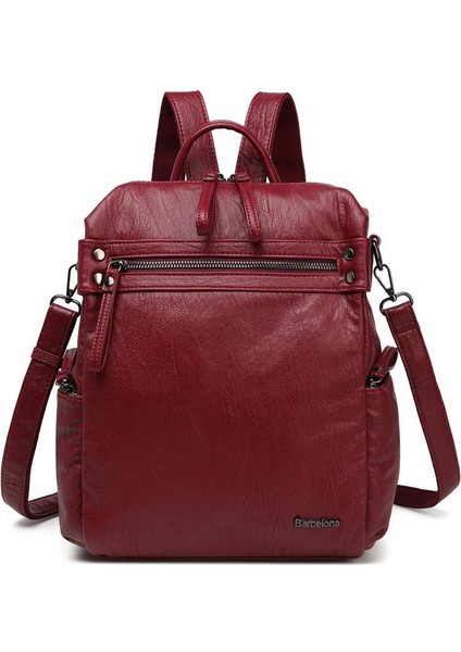 Yıkama Deri Sırt Askılı Kadın Çantası 21-K Barcelona 1909