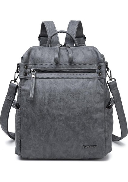 Yıkama Deri Sırt Askılı Kadın Çantası 21-K Barcelona 1909