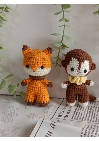 Amigurumi Örgü Hayvan Oyuncak Uyku Arkadaşı ( Maymun, Kumkurdu Tilki)