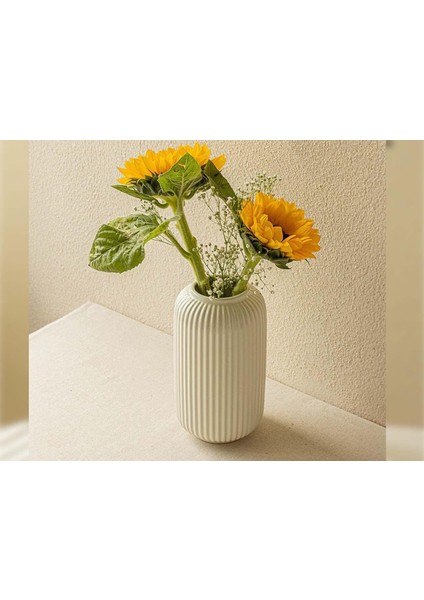 Çizgili Model Dekoratif Seramik Vazo 1026