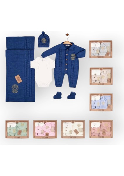Baby Marka Versay Desen Triko Set Unisex 0-6 Ay