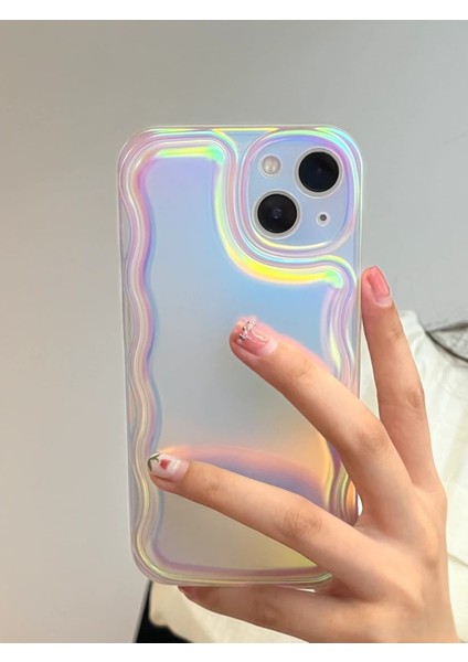 Apple iPhone 13 Uyumlu Zigzaglı Dalgalı Hologram Puf Kılıf