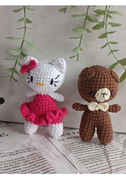 Amigurumi Örgü Hayvan Oyuncak Uyku Arkadaşı ( Rakun, Hello Kitty, Ayıcık)