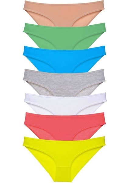 7 Adet Süper Eko Set Likralı Kadın Slip Külot Çok Renkli
