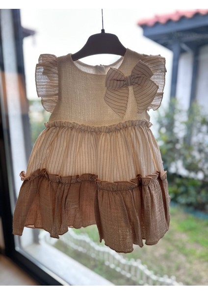 Kız Bebek Spanish Style Elbise Kahverengi Renk - Fırfırlı ve Katmanlı Tasarım fiyatları