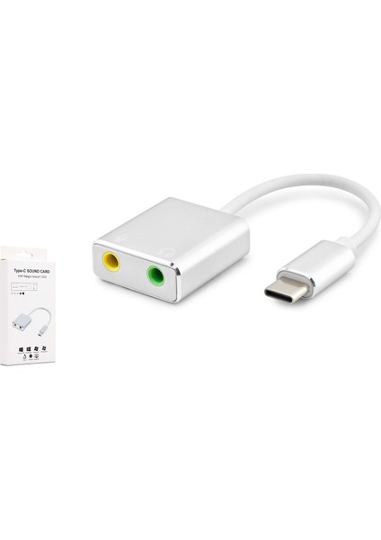 HDX5256 7.1 Sanal Surround Ses Çıkışlı Harici Type-C Ses Kartı - Gri-Beyaz
