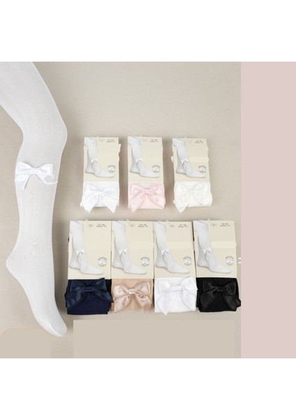 Kudele Fiyonk Tasarım Kız Çocuk Külotlu Çorap