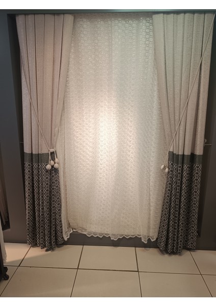 Brillant Hazır Dikili Büzgülü Ipli Düz Pilesiz 250X250 Ebat Tül Perde