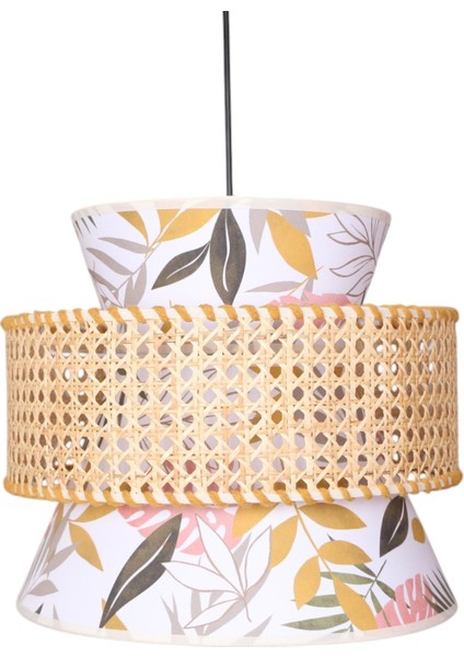 Oceanpoint El Yapımı Bambu ve Desenli Kumaş Avize Doğal Modern Dekoratif Aydınlatma Salon Oturma Odası (35 cm ) modelleri
