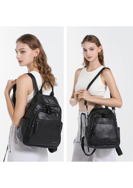 Yıkama Deri Sırt Askılı Kadın Çantası 21K Barcelona 1914 modelleri