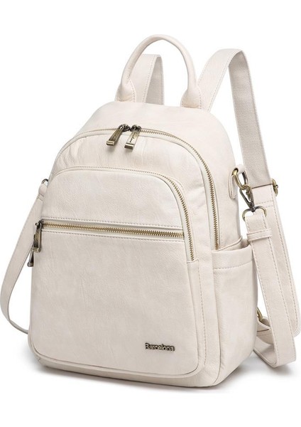 Yıkama Deri Sırt Askılı Kadın Çantası 21K Barcelona 1914