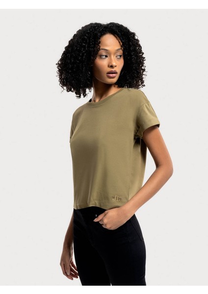 Loose Fit Haki Kadın T-Shirt LF2035741