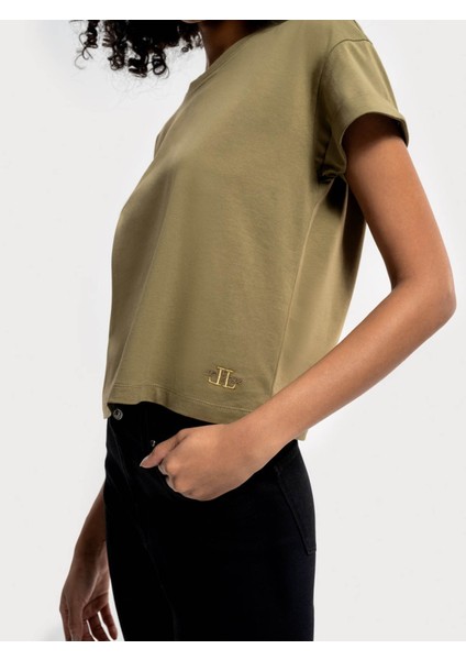 Loose Fit Haki Kadın T-Shirt LF2035741 fırsatları