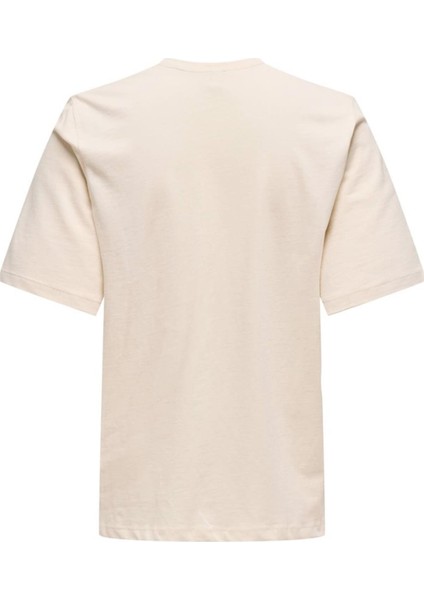 Onlmoody Lıfe S/s Word Top Box Jrs Krem