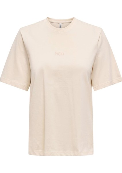 Onlmoody Lıfe S/s Word Top Box Jrs Krem