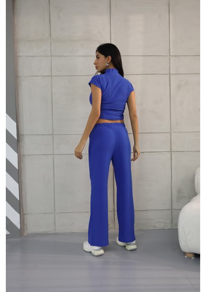 Kadın Yanları Büzgülü Bluz-Pantolon Takım modelleri