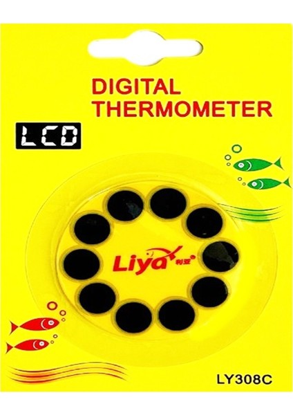 LCD Dijital Cama Yapışan Akvaryum Termometre Derecesi 5 cm
