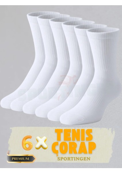 Tenis Çorap 6 Çift Spor Futbol Çorabı Çocuk+Genç Standart Kalıp