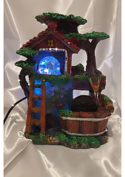 Su Şelalesi Doğa Merdiven Feng Shui Akan Su Objesi LED Işık Lı