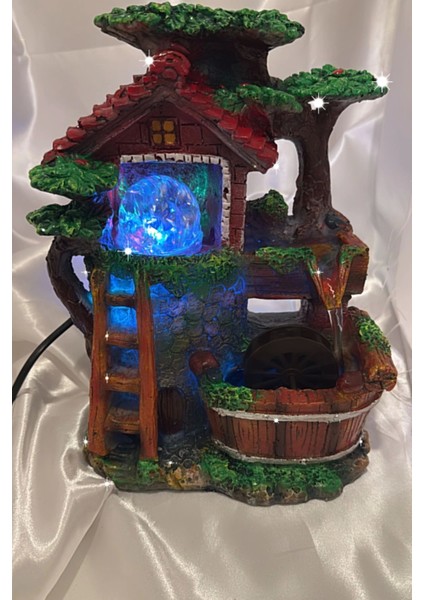 Su Şelalesi Doğa Merdiven Feng Shui Akan Su Objesi LED Işık Lı fırsatları