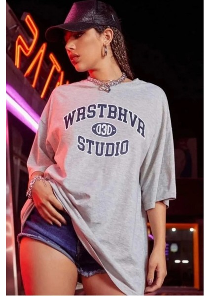 Wrstbhvr Baskılı Gri Tshirt