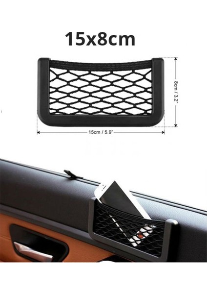 Araç Içi Fileli Pratik Göz Telefon Için Yapışkanlı Fileli Telefon Tutucu Ceplik Küçük 15X8