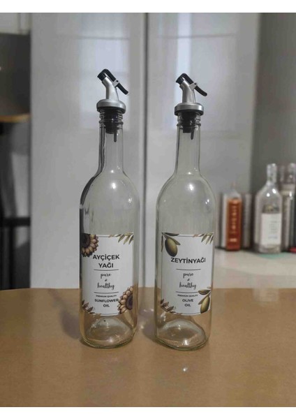 Șeffaf 750 ml Beyaz Etiketli Akıtıcılı Yağlık, Yağdanlik