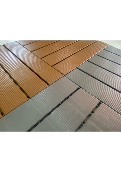Ahşap Görünümlü Plastik Karo Deck 30X30 Bahçe Havuz Kenarı Teras Cafe Restoran Zemin Kaplama 11 Adet