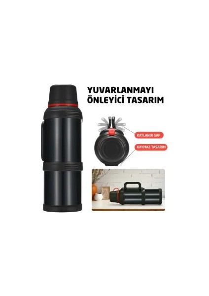 Travel Pot Çelik Termos 4 Litre - Siyah