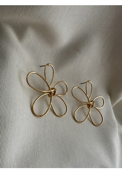 Çiçek Küpe Gold Renk