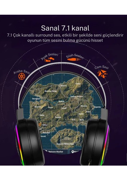 Oyuncu Kulaklık Vk-1 Gaming Headset 7.1 USB Rgb 50MM Surround Ses Profesyonel Kulaklık modelleri