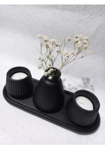Pampas Vazolu Tabaklı Ikili Tealight Mumluk Set fırsatları