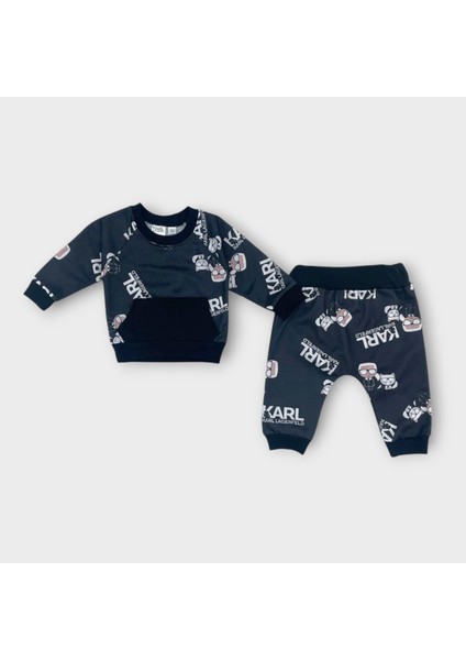 Baby Marka Baskılı Kyrl Desen Ikili Takım Unisex 6-24 Ay