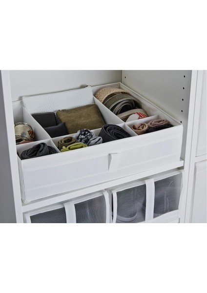 7 Bölmeli Dolap Içi Düzenleme Kutusu 44 x 34 x 11 cm Ikea Bölmeli Kutu Düzenleyici Beyaz Renk Dolap Içi Organizer