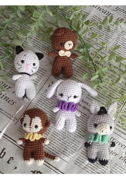 Amigurumi Örgü Hayvan Oyuncak Uyku Arkadaşı (Ayıcık, Kedi, Tavşan, Lama, Maymun)