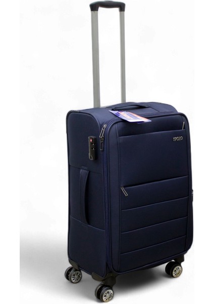 Lacivert Kabin (Küçük) Orta ve Büyük Boy 3'lü Carry-On Lüks Kumaş Valiz Seti ES0015