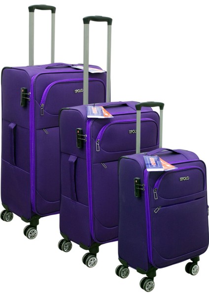 Mor Kabin (Küçük) Orta ve Büyük Boy 3'lü Carry-On Lüks Kumaş Valiz Seti ES0011