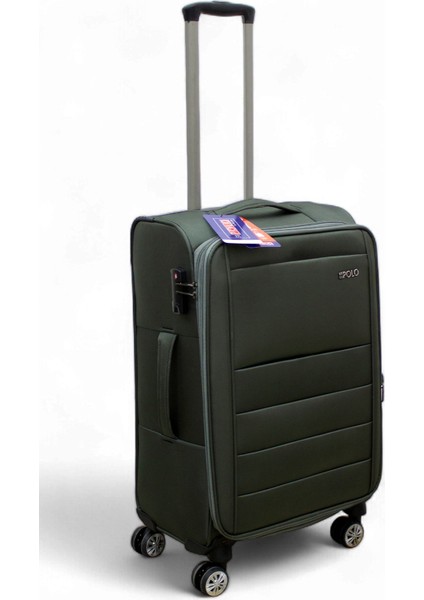 Haki Kabin (Küçük) Orta ve Büyük Boy 3'lü Carry-On Lüks Kumaş Valiz Seti ES0015
