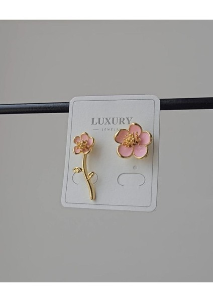 Luxury Papatya Pembe Küpe