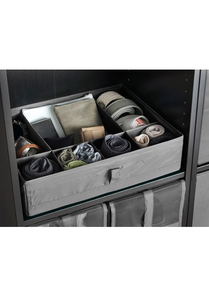 7 Bölmeli Dolap Içi Düzenleme Kutusu 44 x 34 x 11 cm Ikea Bölmeli Kutu Düzenleyici Koyu Gri Renk Dolap Içi Organizer