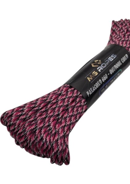 Polyester Paracord Ip 660 Lb 4 mm Fuşya Desenli 30 Metre