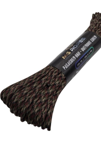 Polyester Paracord Ip 660 Lb 4 mm Bordo Bej Desen 30 Metre
