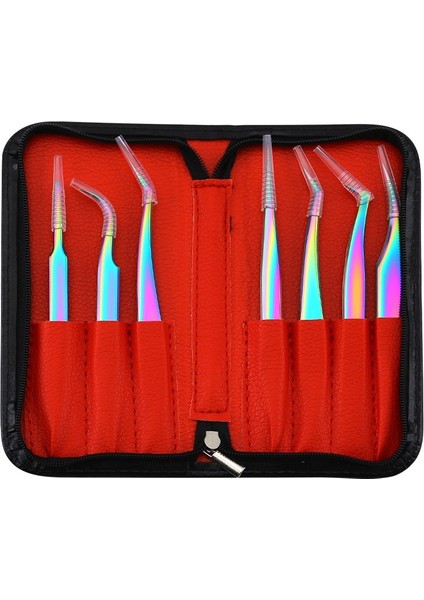 Kirpik Uzatma Cımbız Seti, Fangze 7 Parça Kirpik Seti Gökkuşağı Paslanmaz Çelik Düz ve Kavisli Cımbız Tırnak Sanatı Batık Kıl El Sanatları Için fiyatları
