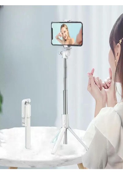 2in1 Masaüstü Kumandalı Tripod ve Taşınbilir Selfie Çubuğu 70 cm Ios ve Android Uyumlu