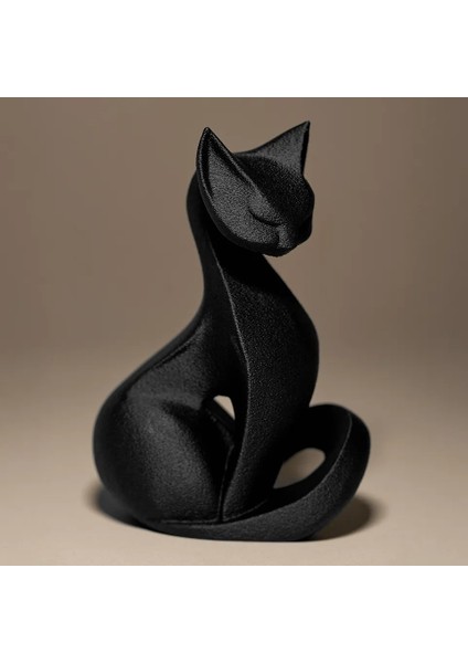 Siyah Kedi Heykel - Minimalist ve Şık Dekorasyon Objesi