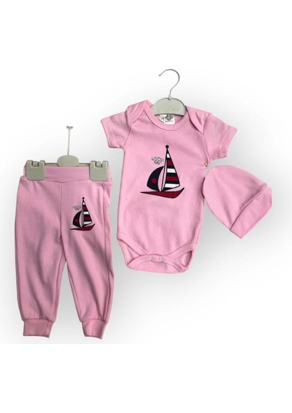 Baby Marka Baskılı Miniko Desen Çıtçıtlı Bady Üçlü Takım 6-24 Ay
