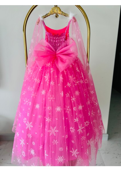 Kız Çocuk Pembe Elsa Frozen Kostüm, Karlar Kraliçesi Doğum Günü Konsepti, Asa Set Hediyeli fiyatları