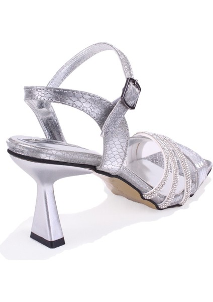 DZA07-1284058 Gümüş Kısa Topuklu Abiye Kadın Ayakkabı fırsatları