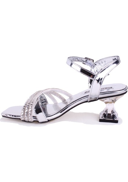 DZA07-1284055 Gümüş Şeffaf Topuklu Abiye Kadın Ayakkabı modelleri
