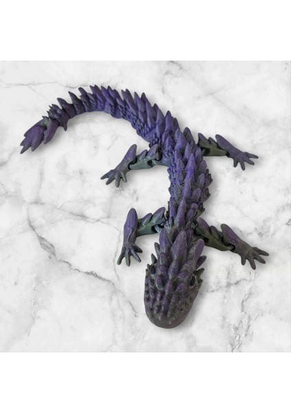 3D Dragon Yeşil Mor Figür